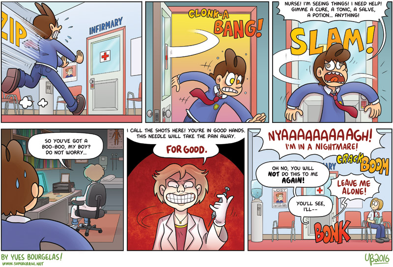 I wonder if the nurse was waiting for him the whole time...